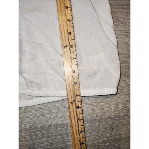 Express White Lace V-Neck Blouse Long Sleeve Elastic Hem Top L embroidered boho - Picture 3 of 8